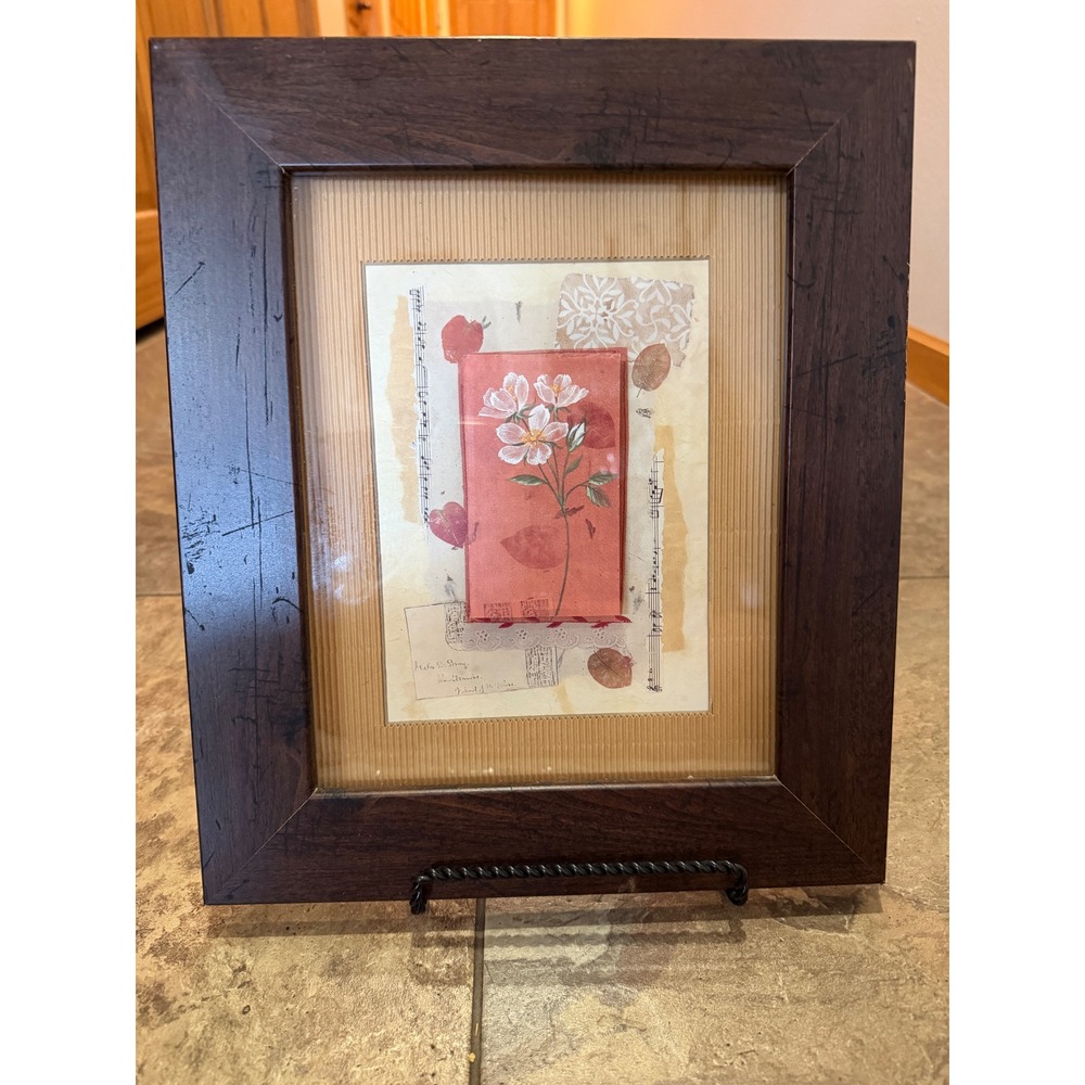 Maxine Collins Prelude Floral Framed Collage Art Target 2001 Botanical 11x13